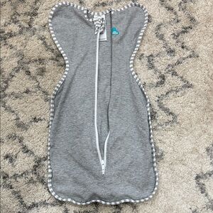 Love to Dream Gray Swaddle Up with Striped Trim (1)